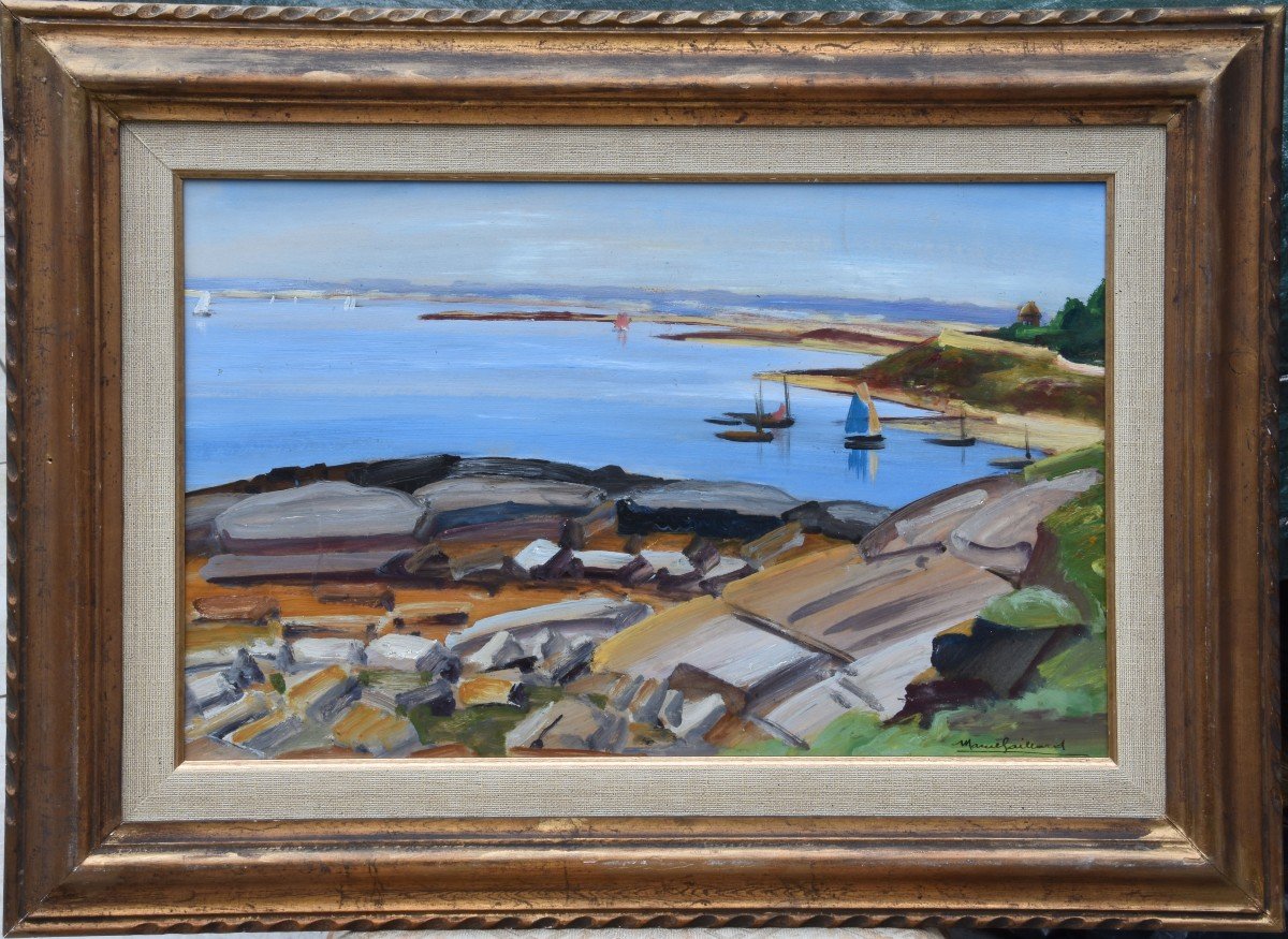 Marcel Gaillard "bord De Mer En Bretagne ?" Huile Sur Carton 31x48